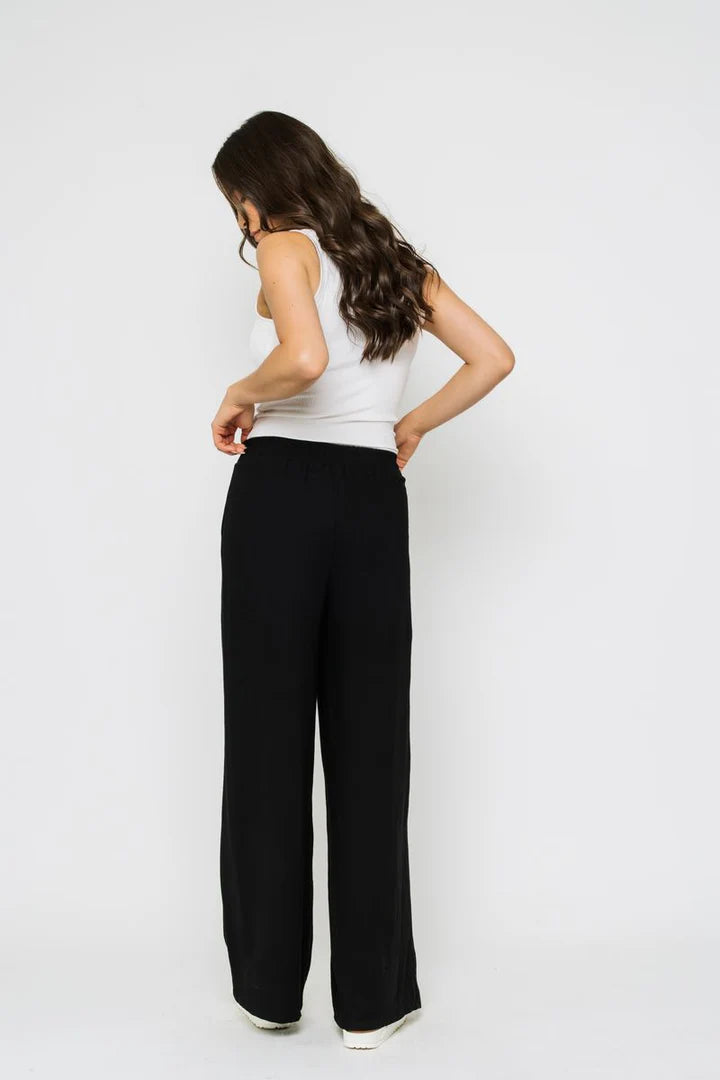 Orb Stevie Wide Leg Pull On Pant-Black