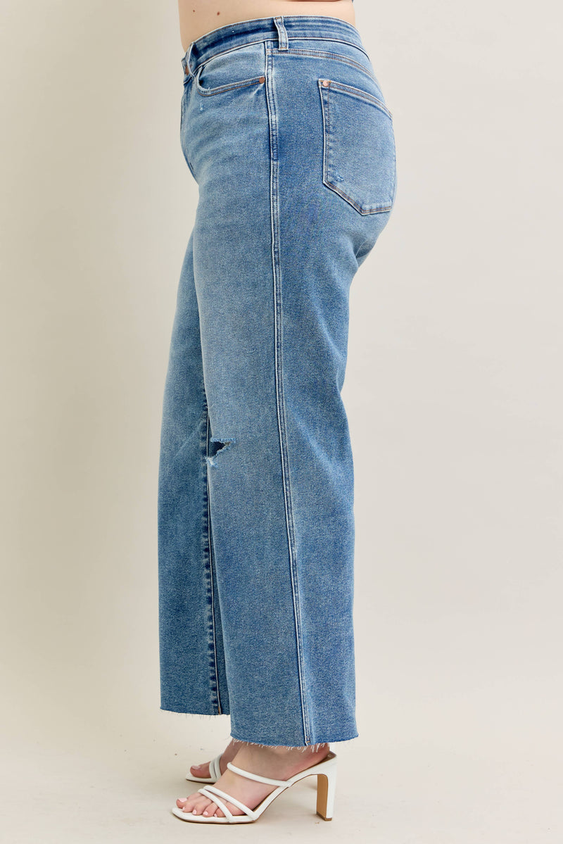 Judy Blue Jeans - Vintage Wash Wide Leg With Destroy