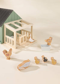 Coco Village - Set of 6 Barnyard Animals on Wooden Plate