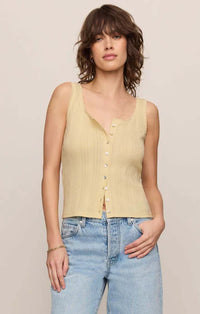 ZSUPPY Lainey Pointelle Tank- Lemon Chiffon
