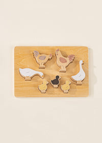 Coco Village - Set of 6 Barnyard Animals on Wooden Plate