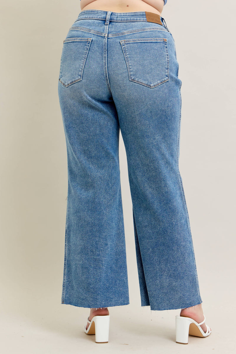 Judy Blue Jeans - Vintage Wash Wide Leg With Destroy