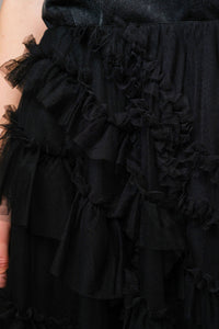 Tulle Ruffle Maxi Skirt - Black