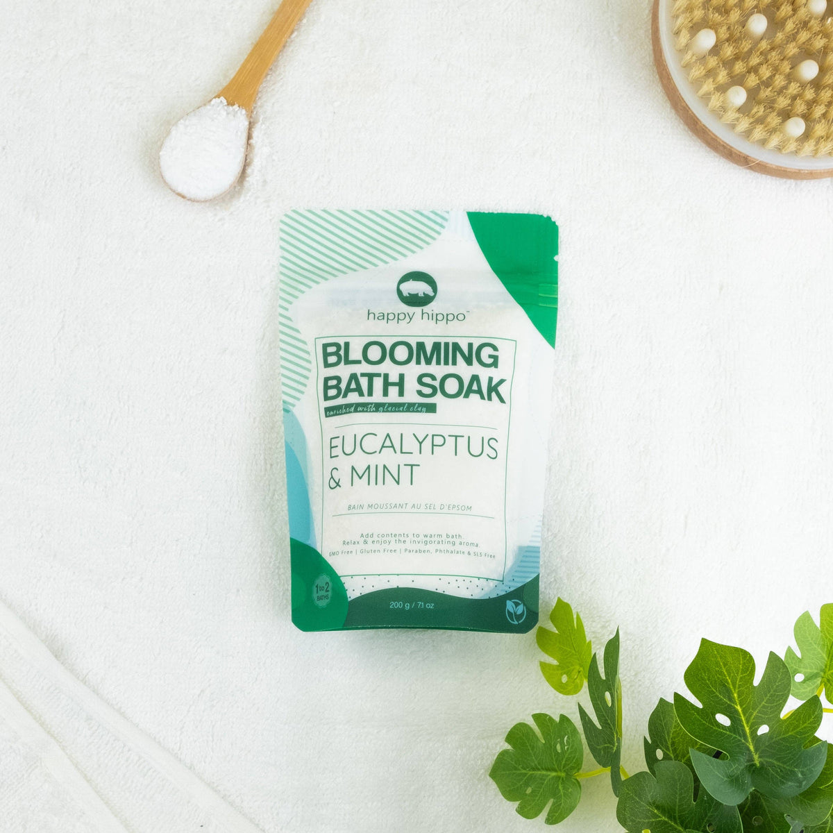 Happy Hippo Bath - Eucalyptus & Mint - Blooming Bath Soak 200g