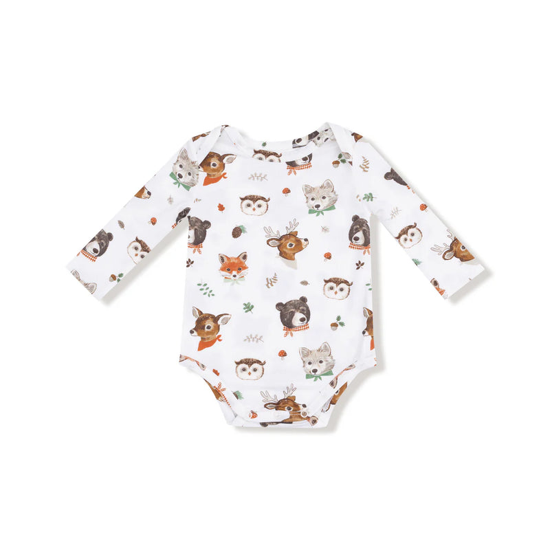 Lap Shoulder Bodysuit - Woodland Animal Faces