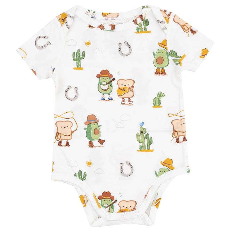 Angel Dear Short Sleeve Bodysuit- Avocado Toast Western
