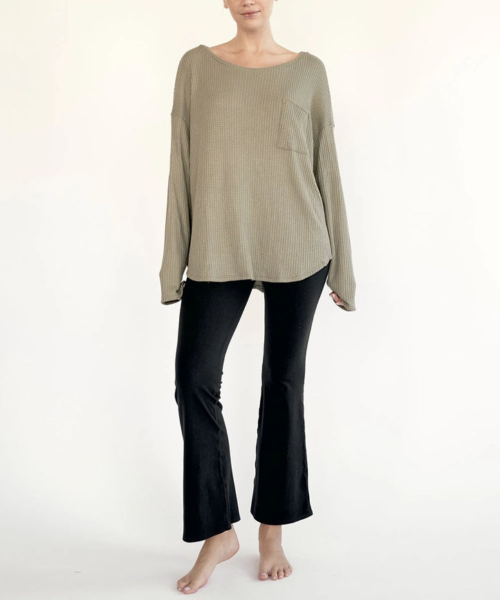 Bamboo Waffle Top - Olive