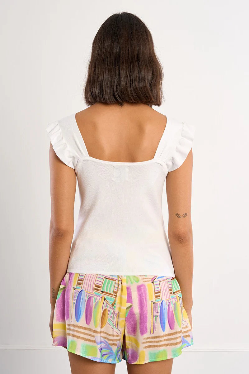 Molly Bracken Frill Top - White
