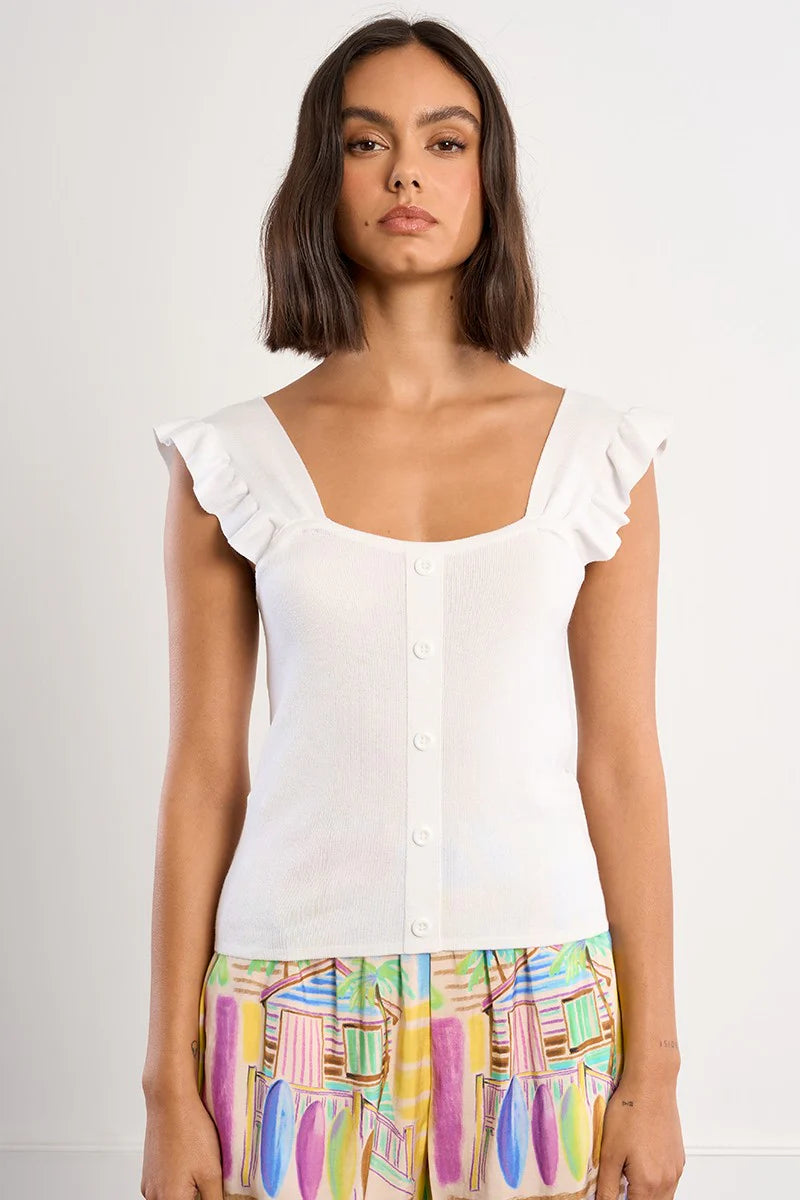 Molly Bracken Frill Top - White