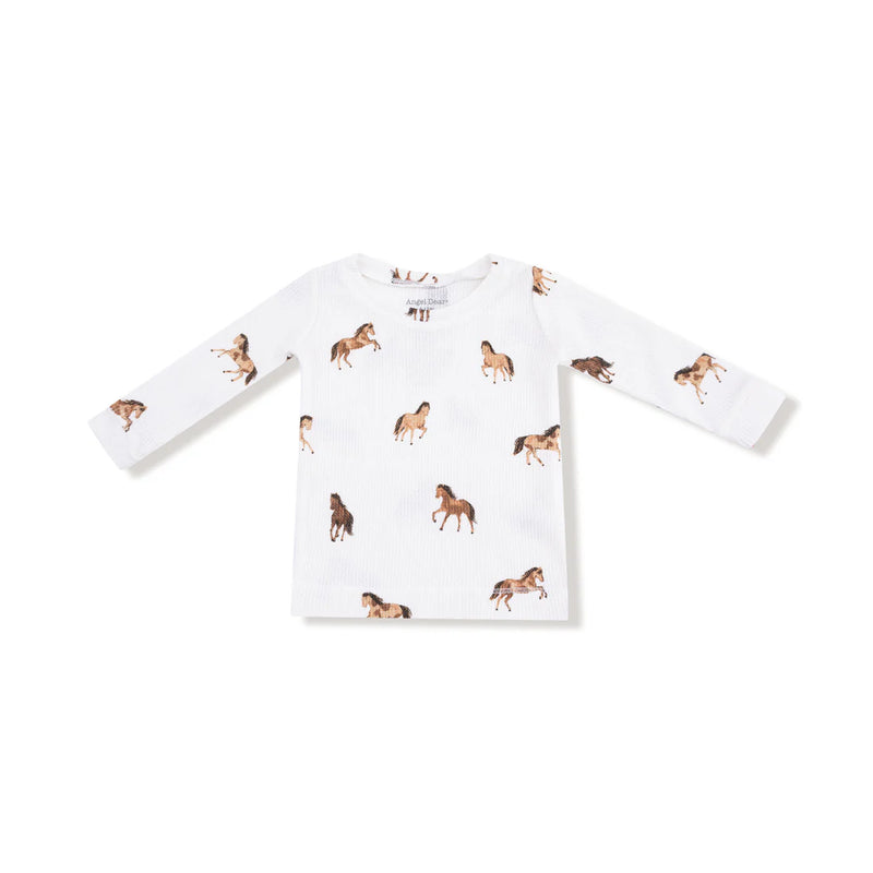 Angel Dear Long Sleeve Loungewear Set - Mini Horses / Ivory