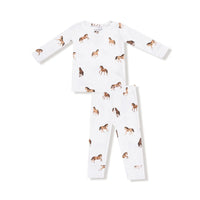 Angel Dear Long Sleeve Loungewear Set - Mini Horses / Ivory