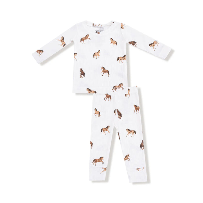Angel Dear Long Sleeve Loungewear Set - Mini Horses / Ivory