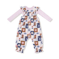 Angel Dear Smocked Overall + Ribbed Bodysuit Set - Patchwork Cowgirl Pink