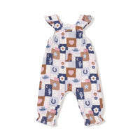 Angel Dear Smocked Overall + Ribbed Bodysuit Set - Patchwork Cowgirl Pink