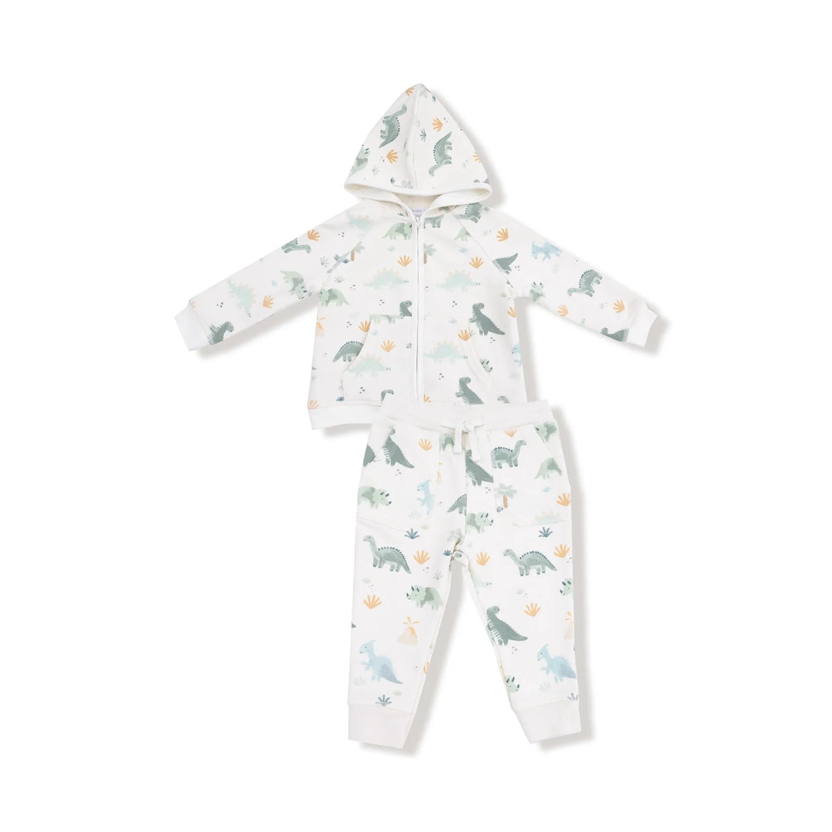 Angel Dear French Terry Zip Hoodie & Jogger Set - Soft Dinos Green