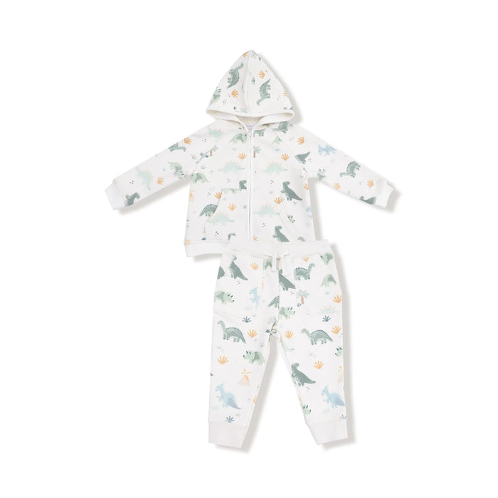 Angel Dear French Terry Zip Hoodie & Jogger Set - Soft Dinos Green