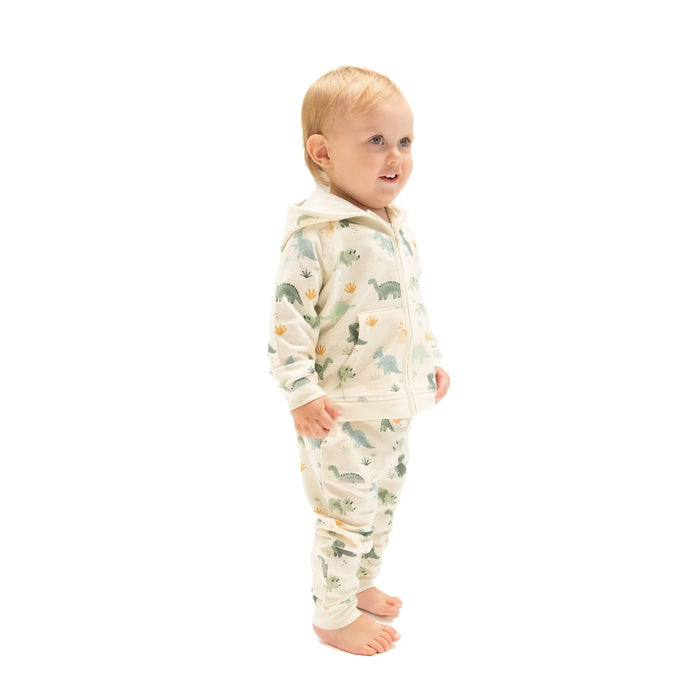 Angel Dear French Terry Zip Hoodie & Jogger Set - Soft Dinos Green