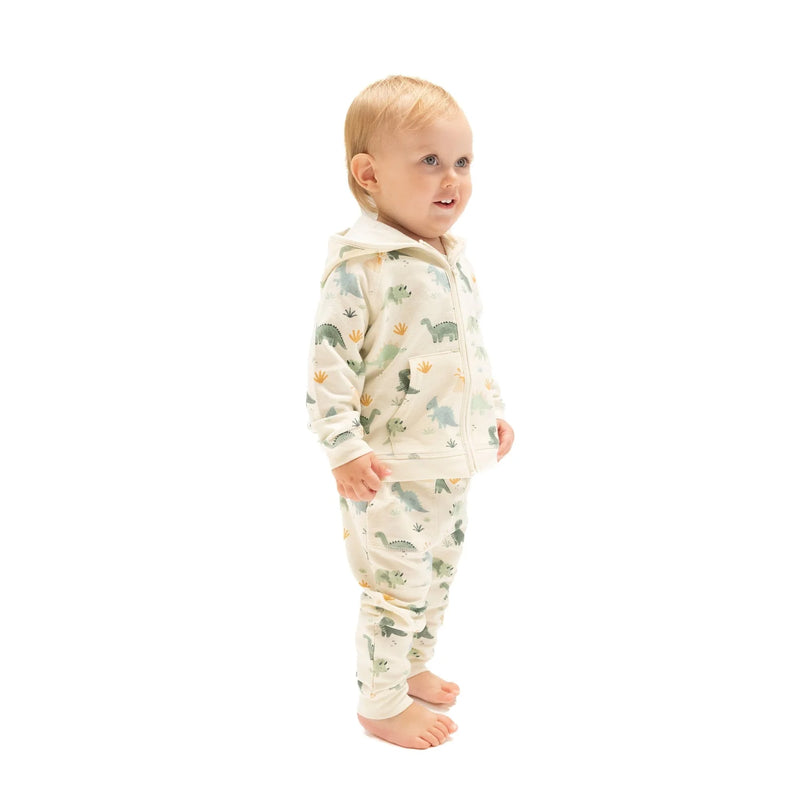 Angel Dear French Terry Zip Hoodie & Jogger Set - Soft Dinos Green