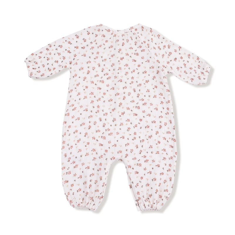 Angel Dear Peasant Romper Carrie Floral / Ivory
