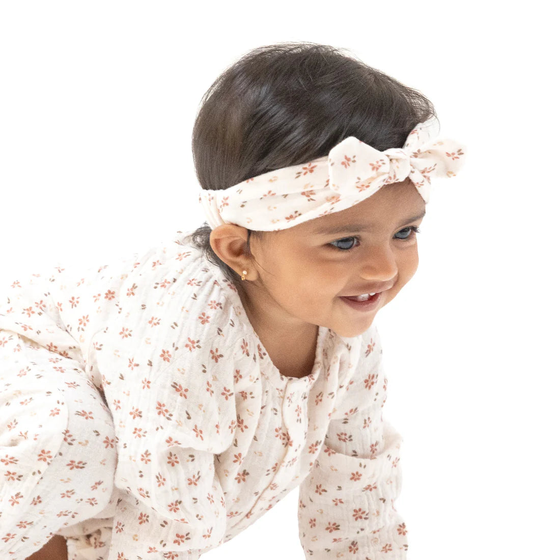 Muslin Knot Headband - Carrie Floral/Ivory