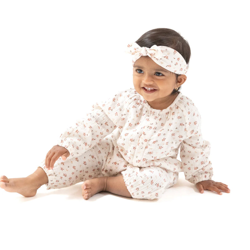 Angel Dear Peasant Romper Carrie Floral / Ivory
