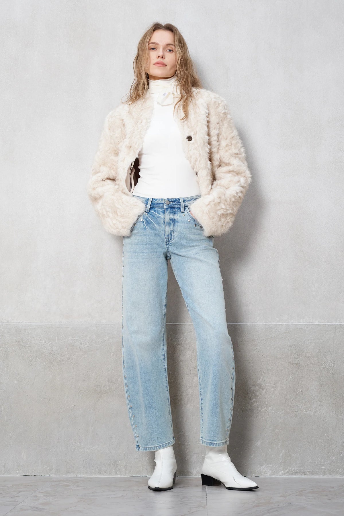 Studded Barrel Leg Jeans