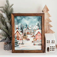 Knotty Design Co. - Christmas Village Scene 3 Framed Christmas Sign