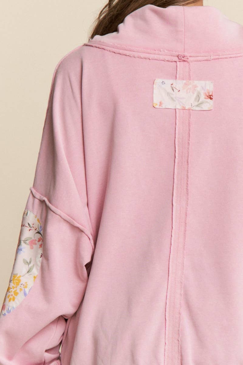 Funnel Neck Floral Pull-Over