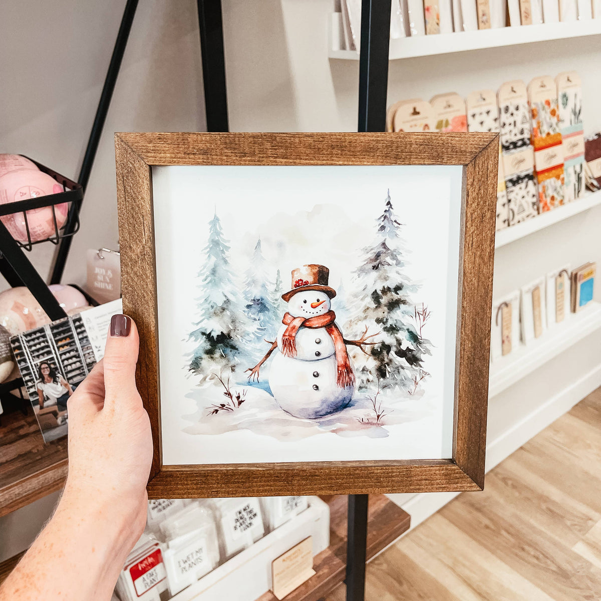 Knotty Design Co. - Watercolour Snowman Framed Sign