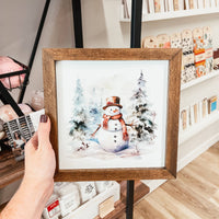 Knotty Design Co. - Watercolour Snowman Framed Sign