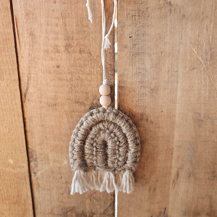 Make it or Fake it Macrochet - Jute Rainbow Rearview Mirror Hanger
