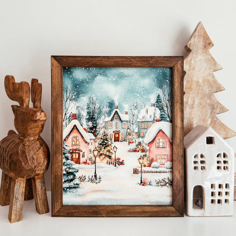 Knotty Design Co. - Christmas Village Scene 3 Framed Christmas Sign