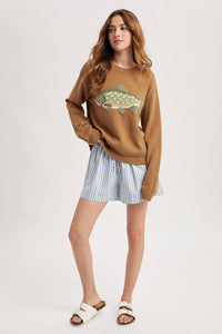 Here Fishy Top - Mocha
