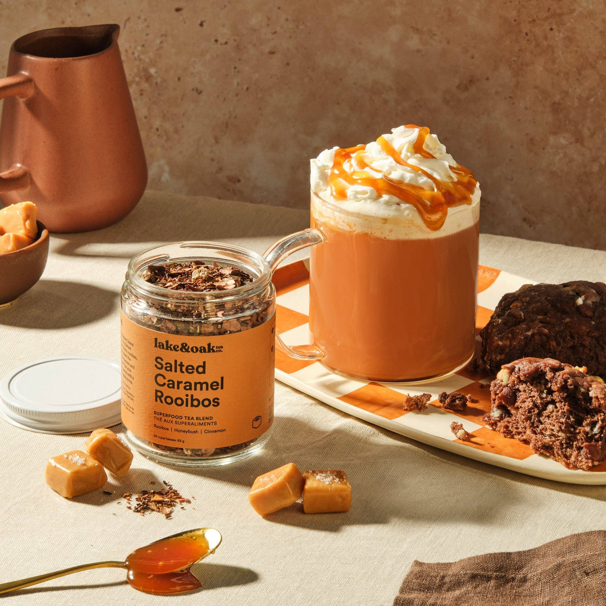 Lake & Oak Tea Co. - Salted Caramel Rooibos - Wholesale: Glass Jar - 24 Cups