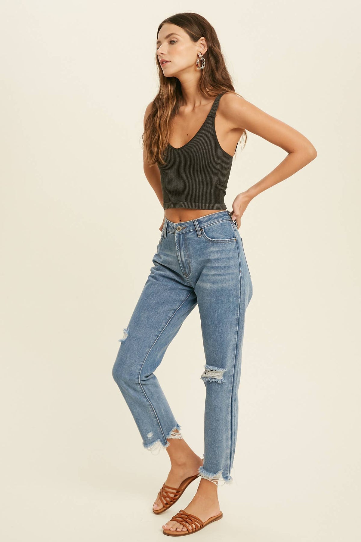Ribbed Bralette - Charcoal