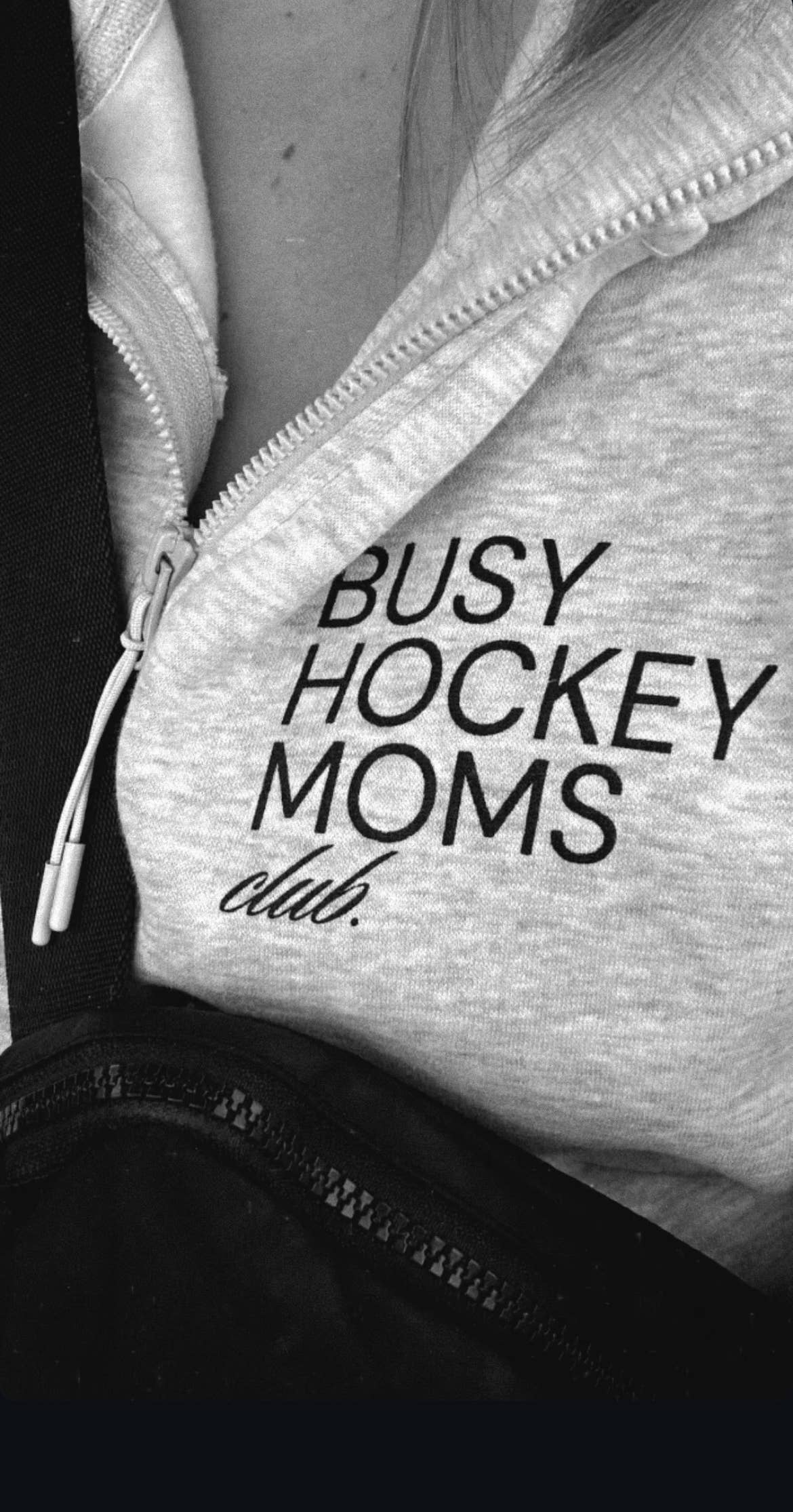 Busy Hockey Mom Hoodie: Ash Grey