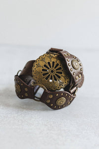Rustic Medallion Concho Belt - Brown