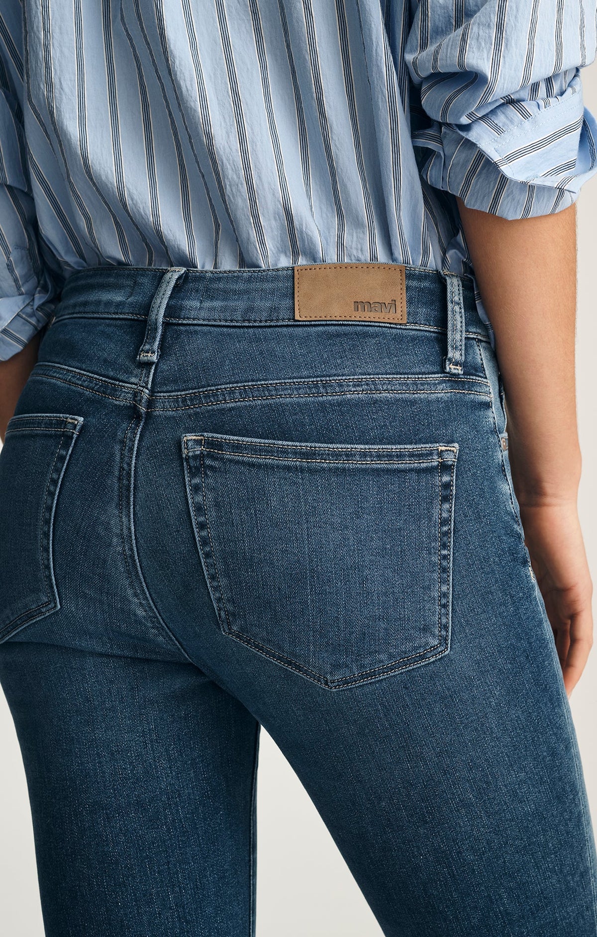 Mavi-Tess Dark Wash Skinny Jean In Dark Brush Feather Luxe