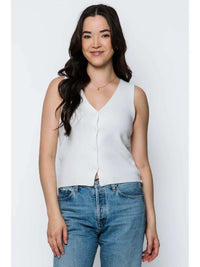 Orb Ava Soft Ribbed Sweater Vest - White