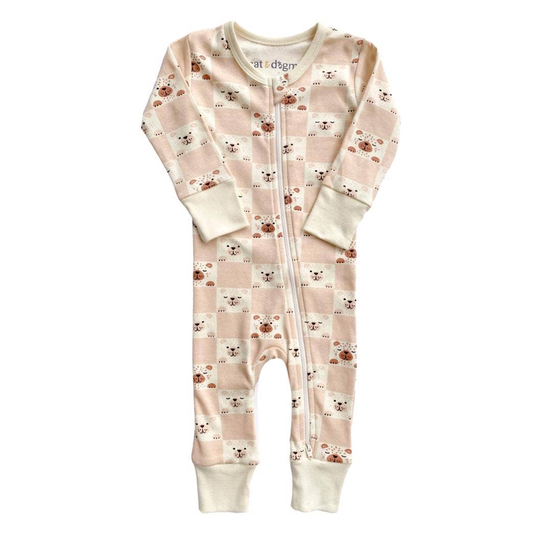 Organic Cotton Zippy - Checkered Bear