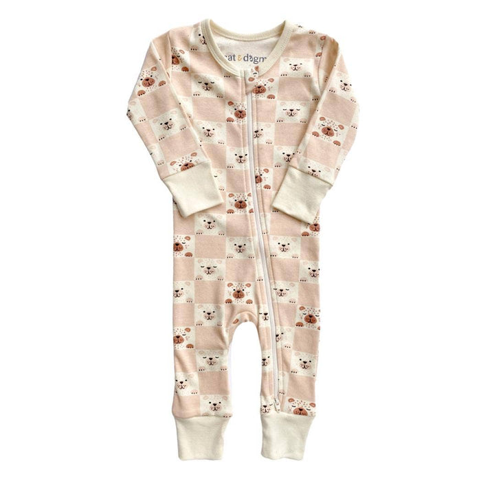 Organic Cotton Zippy - Checkered Bear