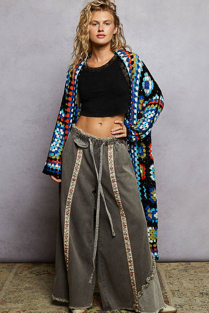 The Mabel Crochet Cardigan - Black