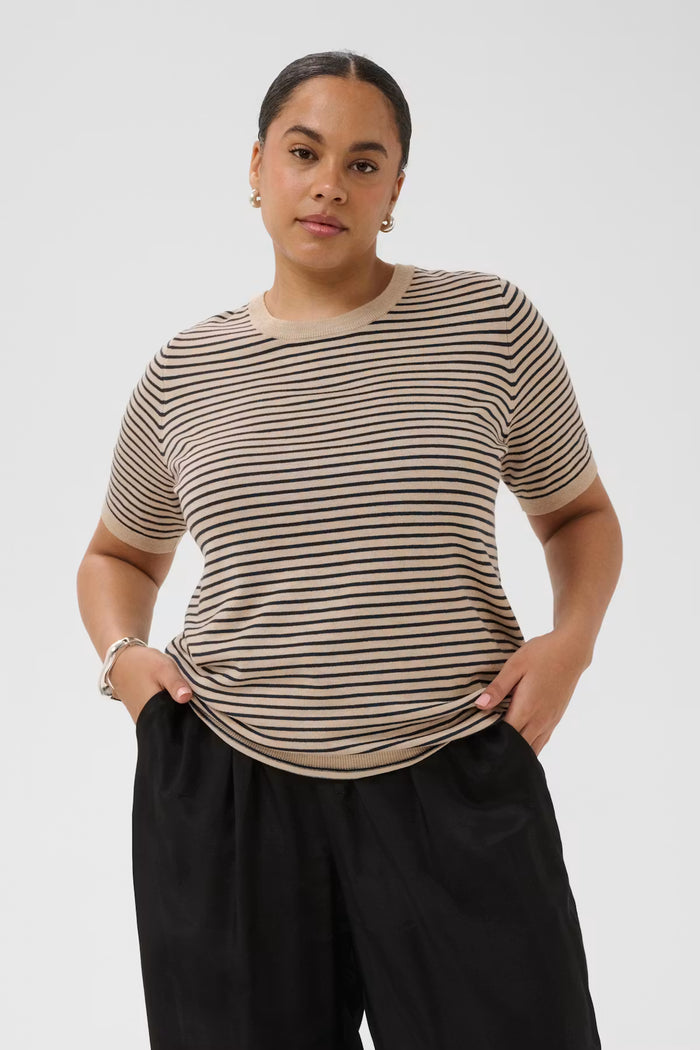 Kaffe Curve-Striped Pullover
