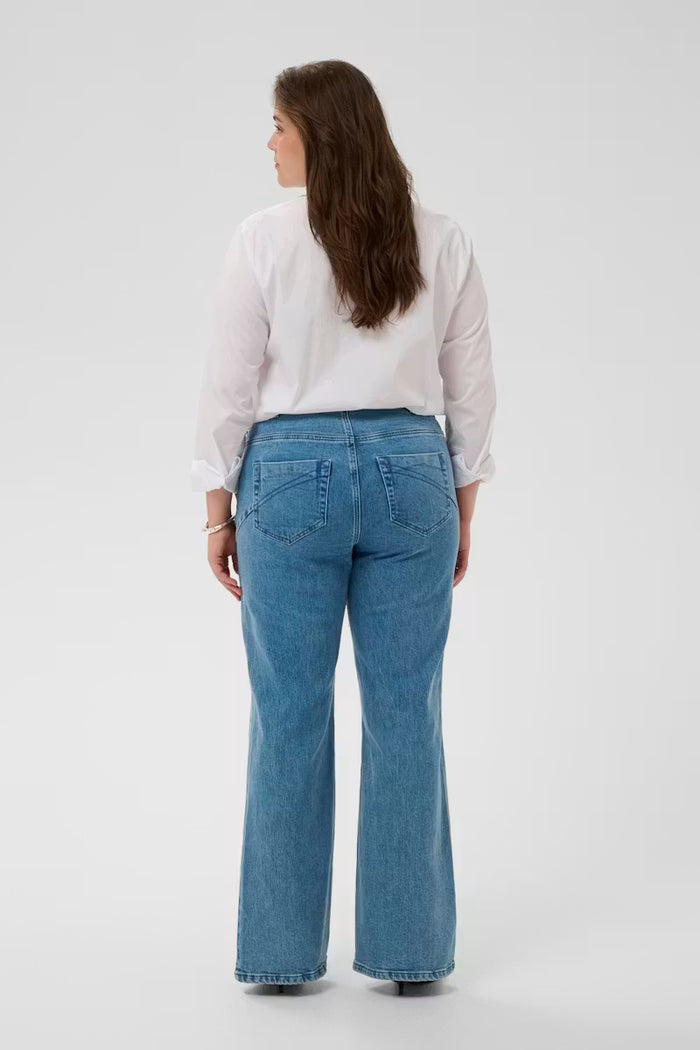 Kaffe Curve-Flared Full Length Jeans Blue Washed Denim