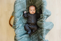 Mebie Baby Organic Cotton Ribbed Zipper - Charcoal