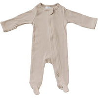 Mebie Baby Organic Cotton Ribbed Zipper - oatmeal