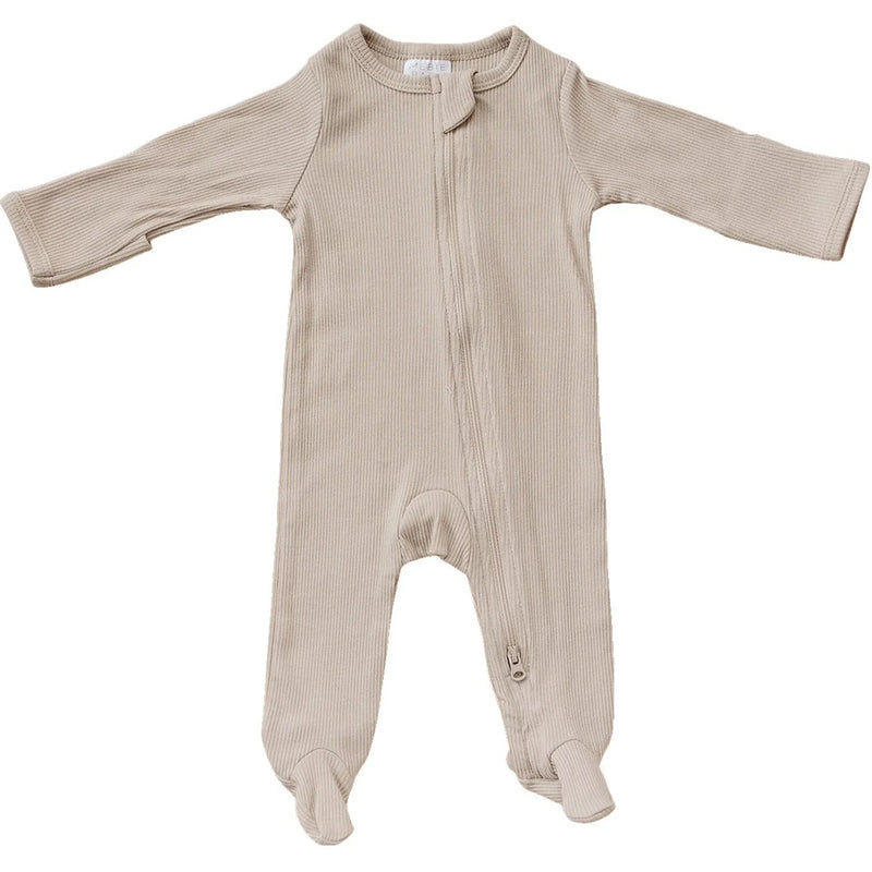 Mebie Baby Organic Cotton Ribbed Zipper - oatmeal
