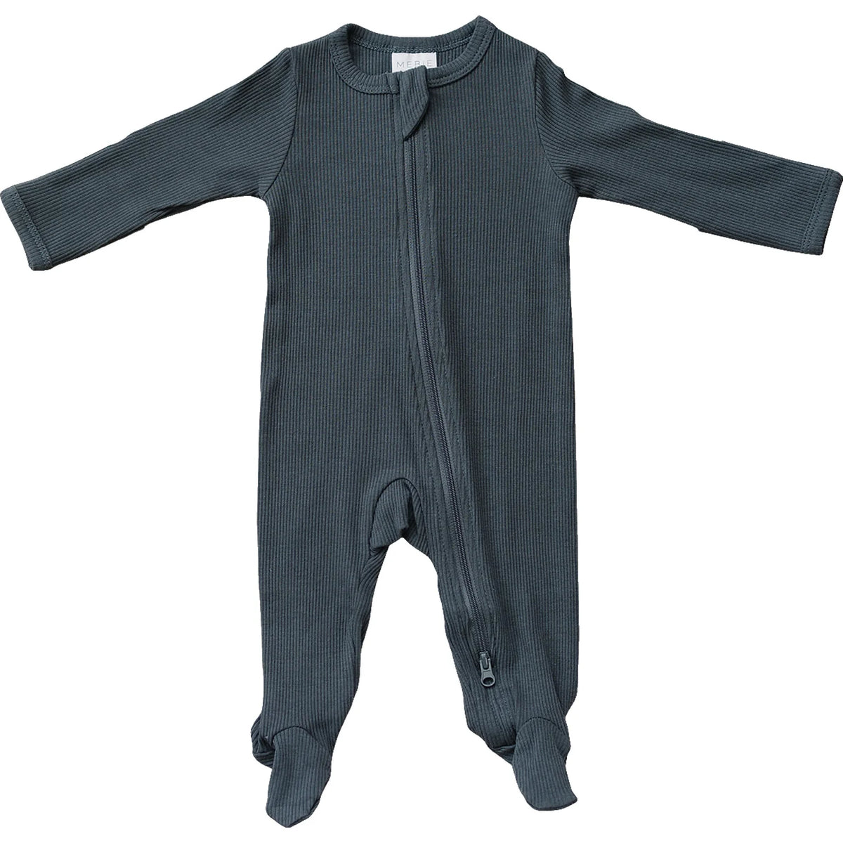 Mebie Baby Organic Cotton Ribbed Zipper - Charcoal
