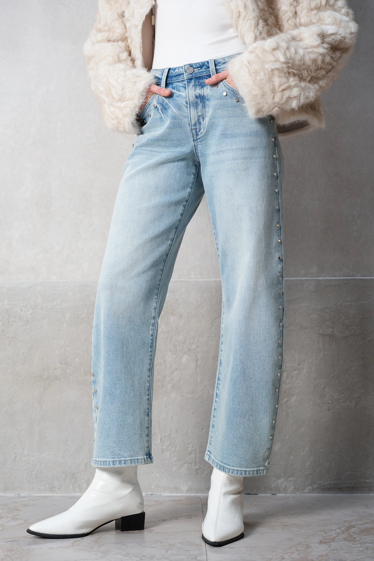 Studded Barrel Leg Jeans