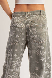 Paisley Barrel Pant - Vintage Army